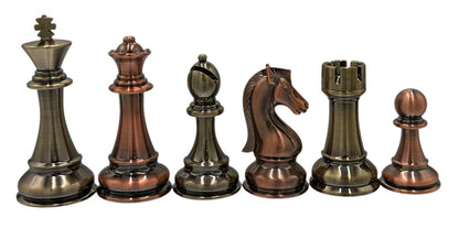 Copper & Brass Satin Finish Chess Pieces, 4 lb Set, 4.25" King