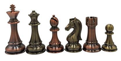 Copper & Brass Satin Finish Chess Pieces, 4 lb Set, 4.25" King