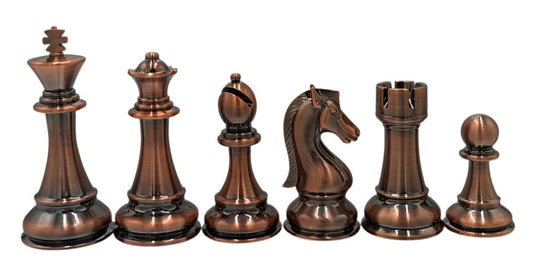 Copper & Brass Satin Finish Chess Pieces, 4 lb Set, 4.25" King