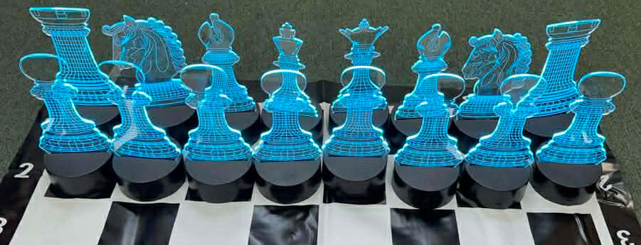 Illuminated Knight Light Chess Set with Plastic Board