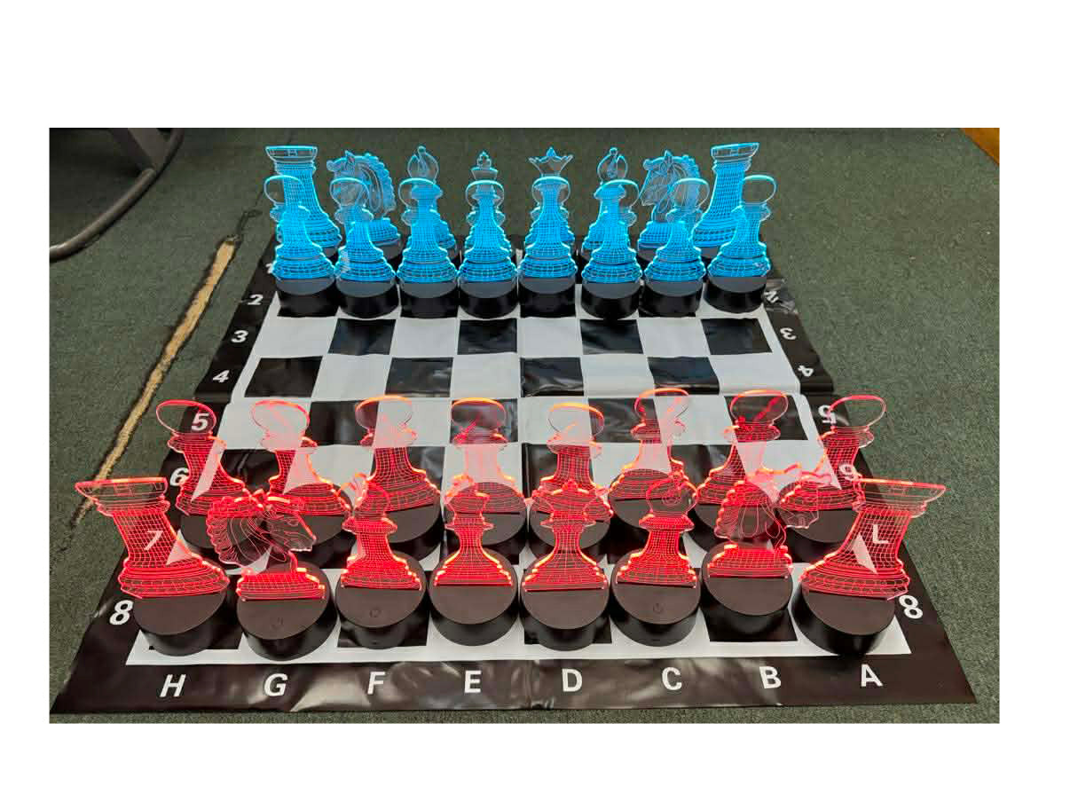 Illuminated Knight Light Chess Set with Plastic Board
