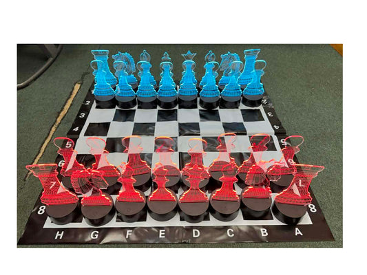Illuminated Knight Light Chess Set with Plastic Board