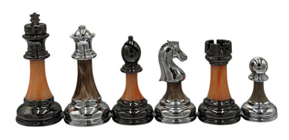Staunton Metal & Marbled Acrylic Weighted Chess Pieces - Chess Gorilla Store