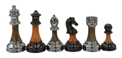 Staunton Metal & Marbled Acrylic Weighted Chess Pieces - Chess Gorilla Store