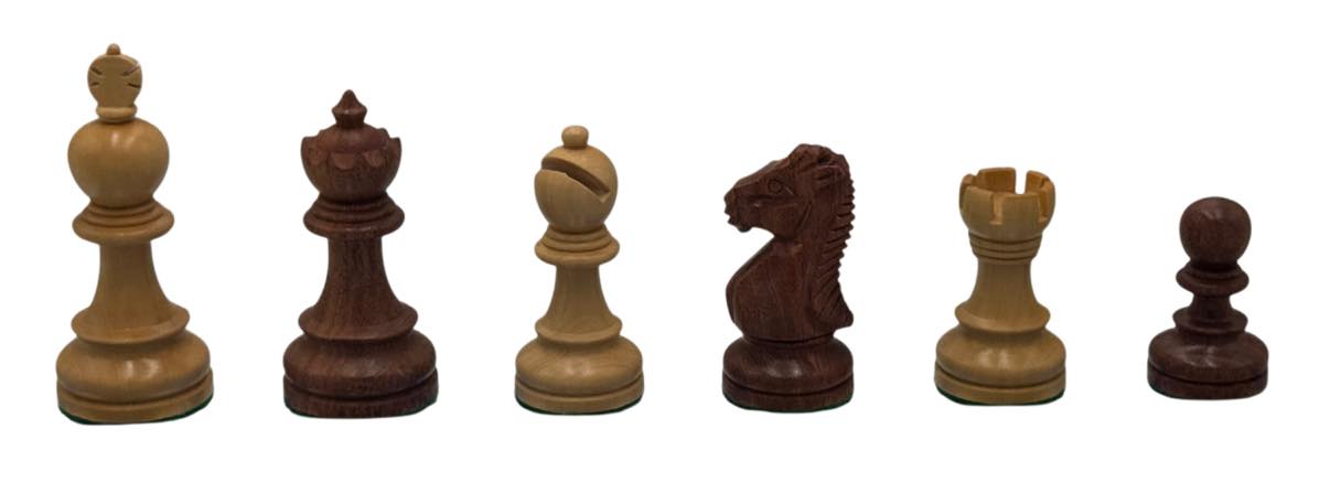 Olde Russian Babul Wood Chess Set: 4Qs - 3X Weight - 3 3/4 King 025