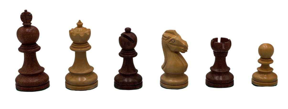 Olde Russian Babul Wood Chess Set: 4Qs - 3X Weight - 3 3/4 King 025