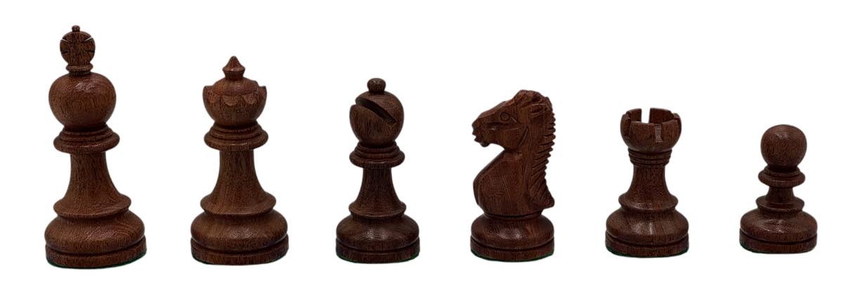 Olde Russian Babul Wood Chess Set: 4Qs - 3X Weight - 3 3/4 King 025