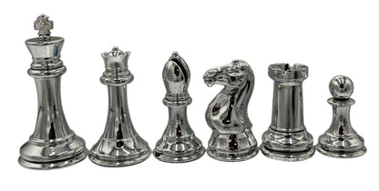 Silver & Black Weighted Chess Pieces, Tournament Size