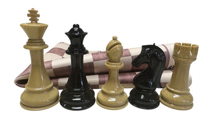 Staunton WoodTek Chess Set and Woodgrain Elm Floppy Board