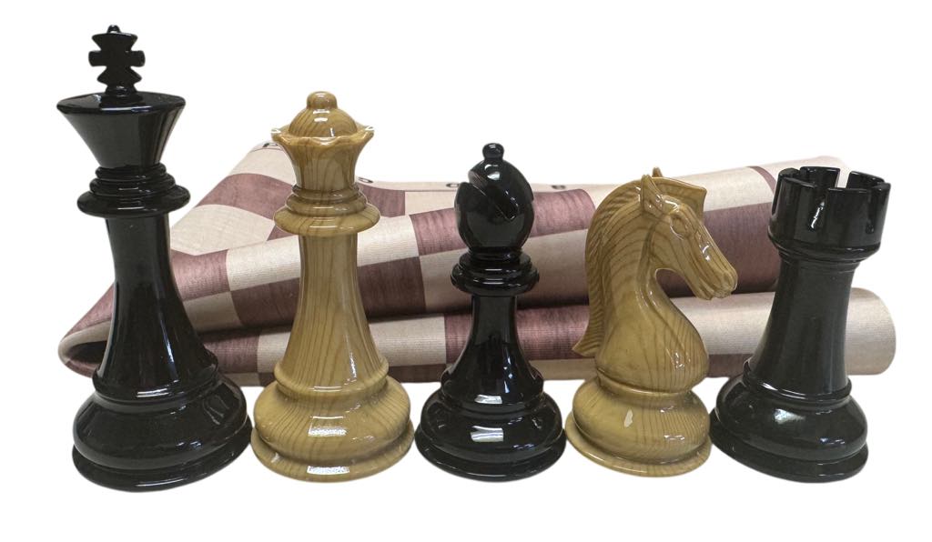 Staunton WoodTek Chess Set and Woodgrain Elm Floppy Board
