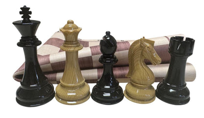 Staunton WoodTek Chess Set and Woodgrain Elm Floppy Board