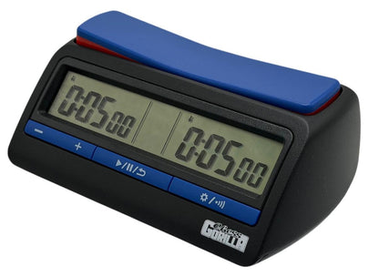 CG 201 Tournament Pro Chess Clock — Black and Blue | Increment, Delay and Dual Time