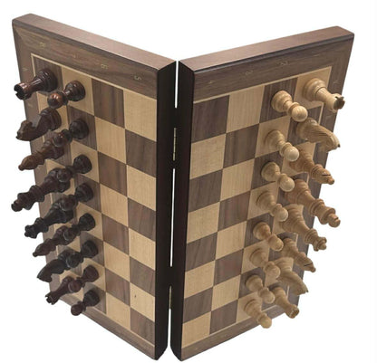 Walnut Magnetic Folding Chess Set & Board
