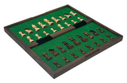 Walnut Magnetic Folding Chess Set & Board