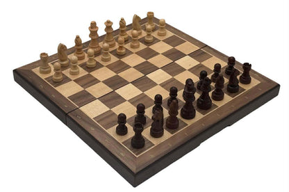 Walnut Magnetic Folding Chess Set & Board