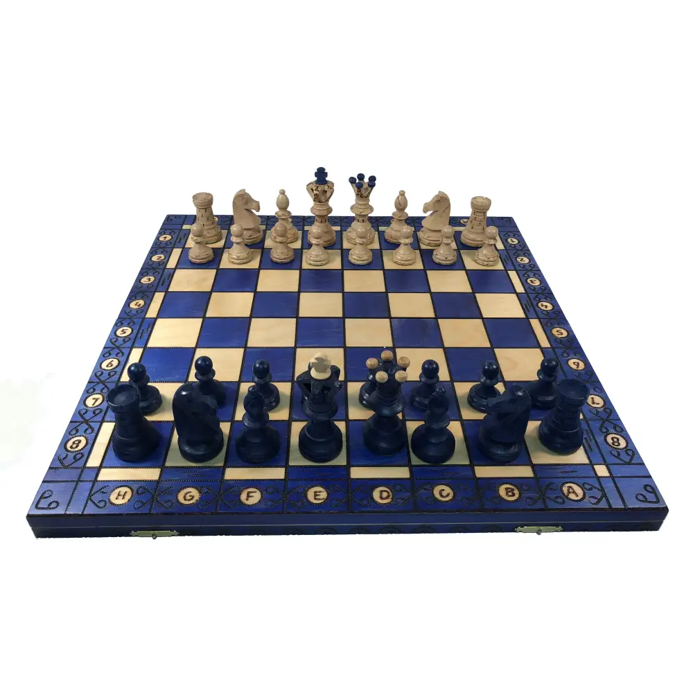 Ambassador Chess Set - 21" Folding Board - Set on Board