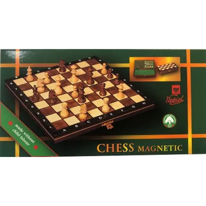 Wooden Magnetic Chess Set   -  10 1/2" Folding Board  -  2" King - Black