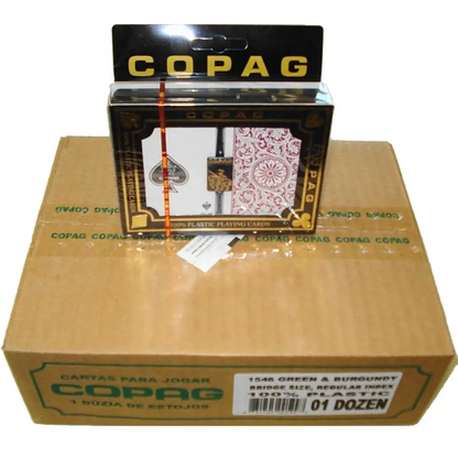 COPAG 1546 - Green/Burgundy Case -12 Dual Decks - Index Choice - Bridge