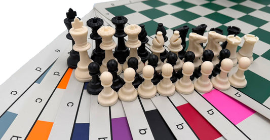 Tournament Chess Set with Vinyl Board, Dual Queens