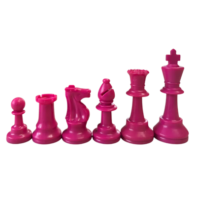 Color Club Special Chess Pieces - Single side 17 pieces - 2 Queens - Pink - Chess Pieces