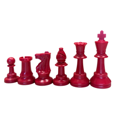 Color Club Special Chess Pieces - Single side 17 pieces - 2 Queens - Red - Chess Pieces