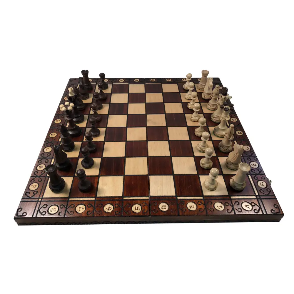 Consul Brown Chess Set   -  19" Folding Board  -  3 1/2" King - 1 15/16" Sq