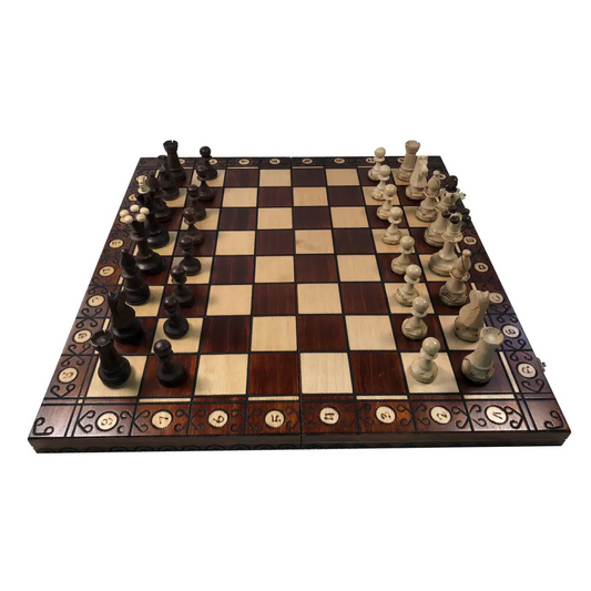 Consul Brown Chess Set   -  19" Folding Board  -  3 1/2" King - 1 15/16" Sq