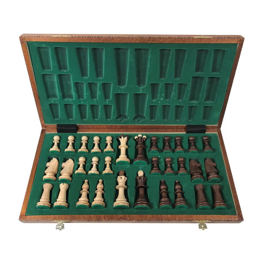 Consul Brown Chess Set   -  19" Folding Board Inside box