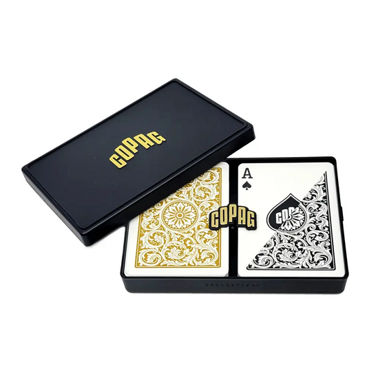 Copag 1546 Black Gold Poker Reg Index w/ Plastic Case