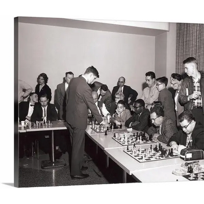 Fischer Simul Tour Canvas Collection - Kodak Park 1963-64 -20’’ X 24’’ size - Bobby Fischer in Simul Exhibition - Chess