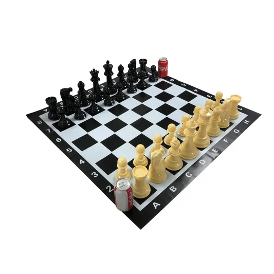 Plastic -GIANT GARDEN CHESS SET + Vinyl Board - 8" King