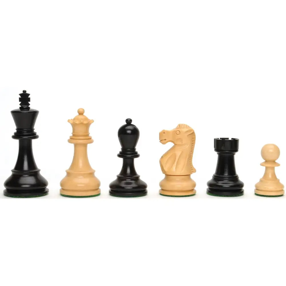 Jacques Chessmen - Weighted & Handpolished Black Stained Wood with 3.77 in. King