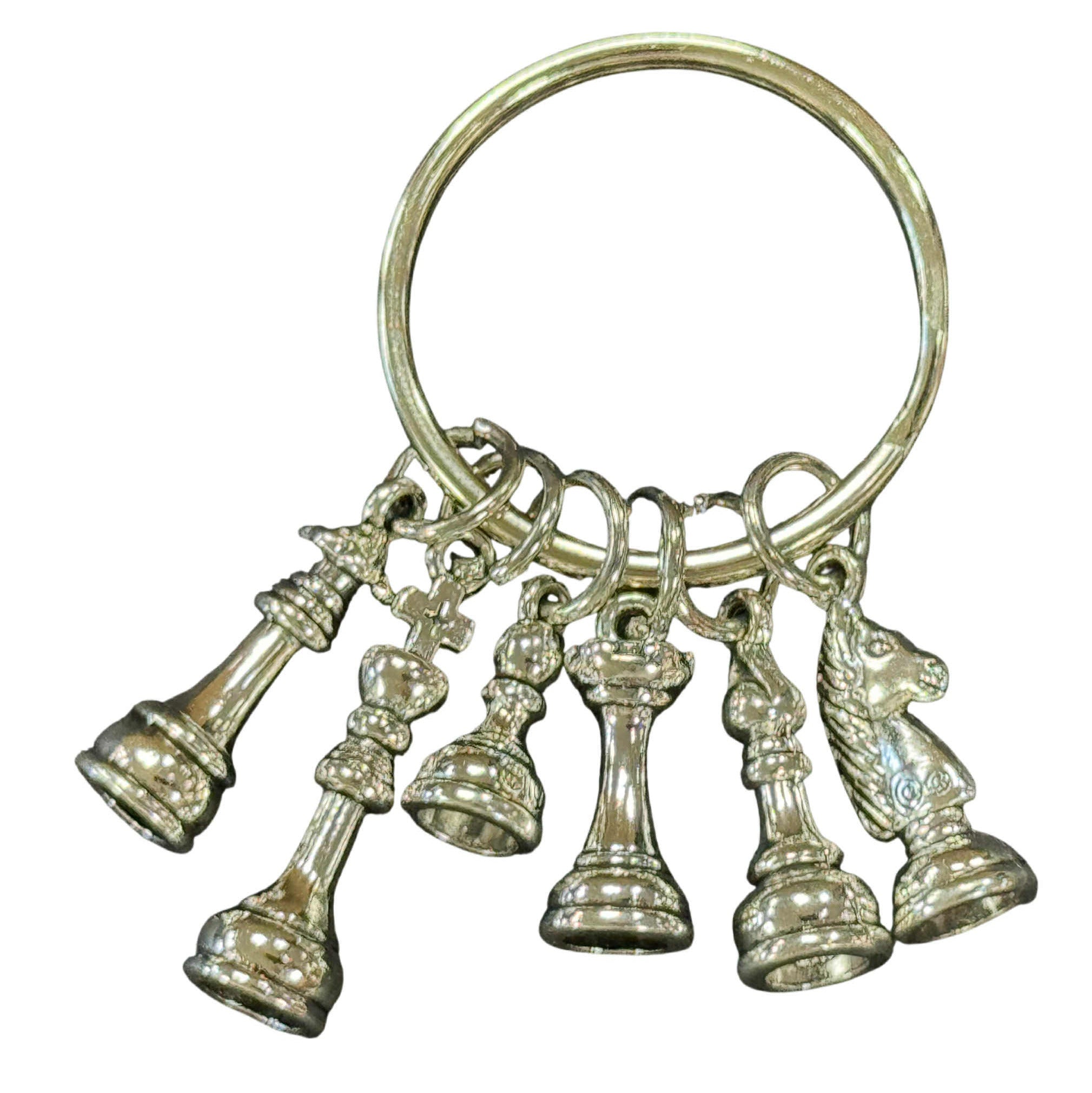 Chess Keychain  - Chrome chess pieces