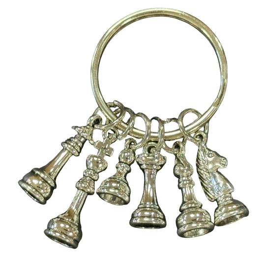 Chrome Chess Keychain Set – 6 Mini Pieces