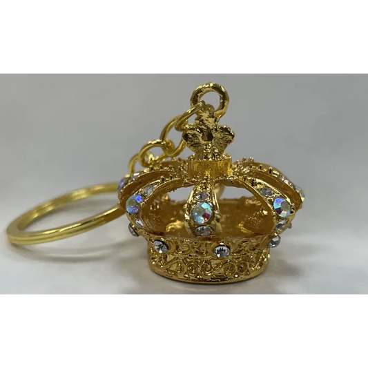 King’s Crown Metal Gold Colored Keychain - Chess Accessories