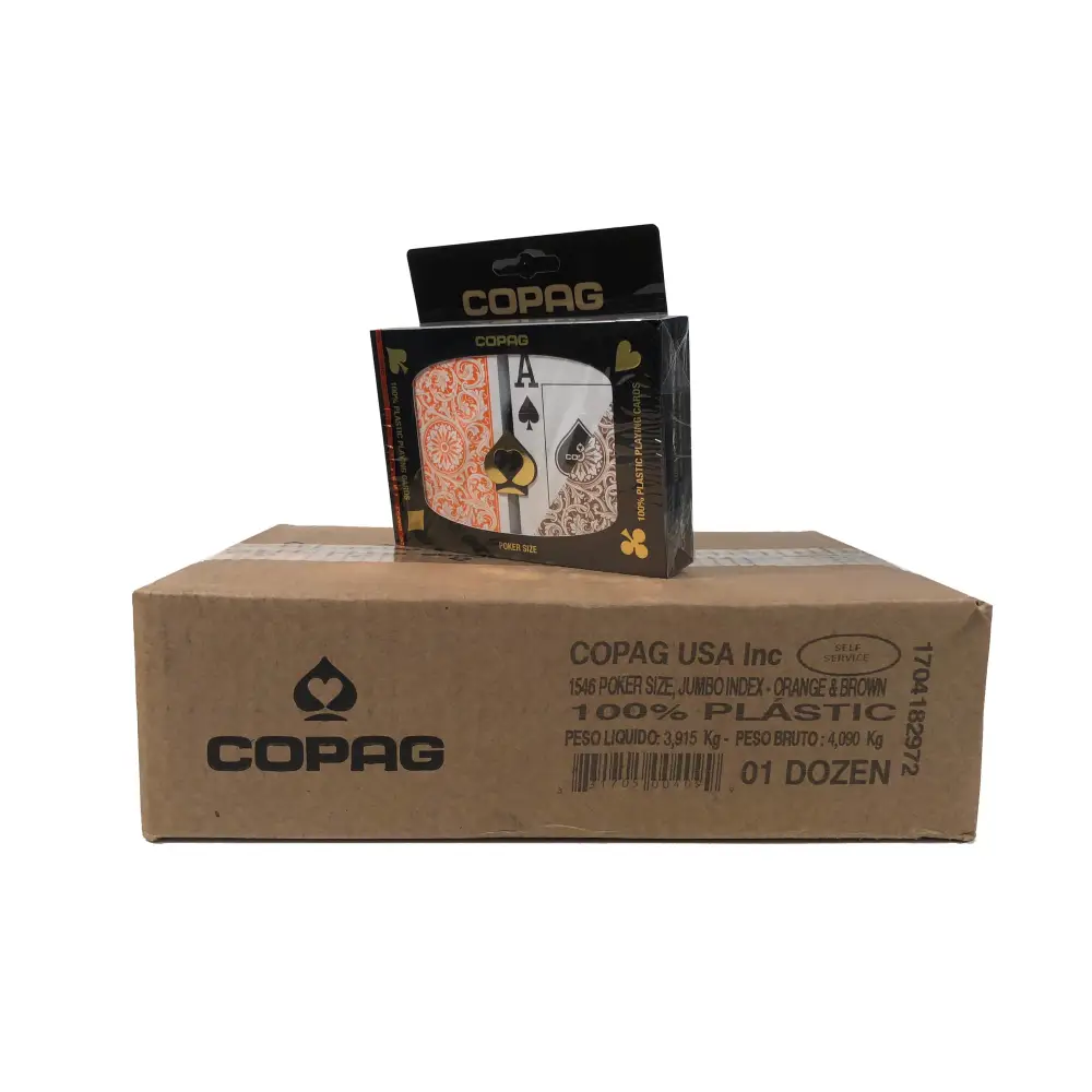 COPAG 1546 Orange & Brown - 12 Duel Decks - Index Choice - Poker