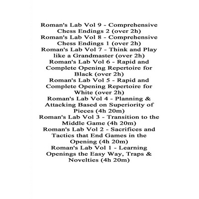 Roman’s Lab Complete Digital Chess Catalog 1 - 117 on 5 Digital DVDs