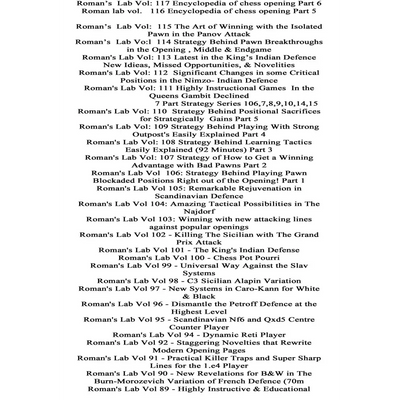 Roman’s Lab Complete Digital Chess Catalog 1 - 117 on 5 Digital DVDs