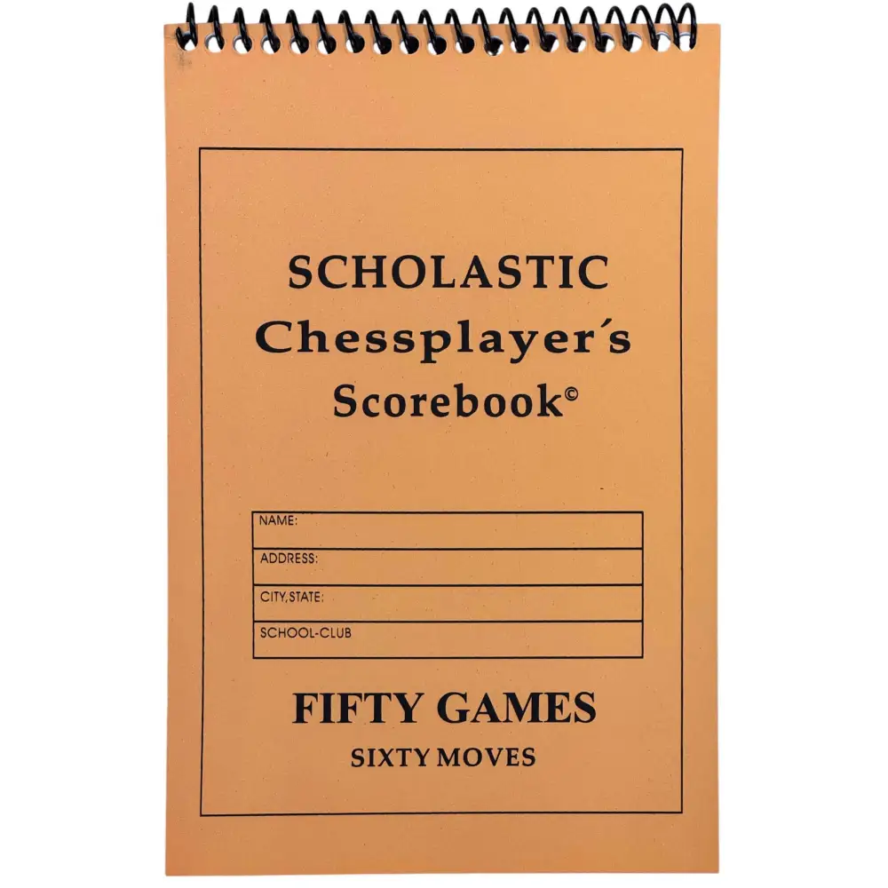 Scholastic Orange Softcover Scorebook - Larger Space To Write Moves - Chess Scorebook