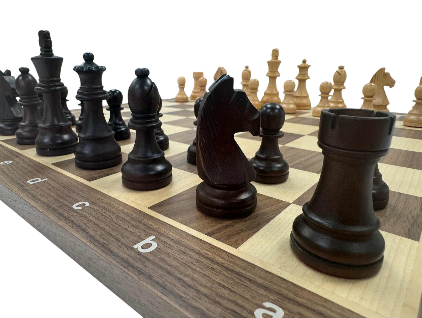 European Staunton Wood Chess Set with Walnut Board