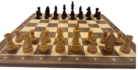 European Staunton Wood Chess Set with Walnut Board