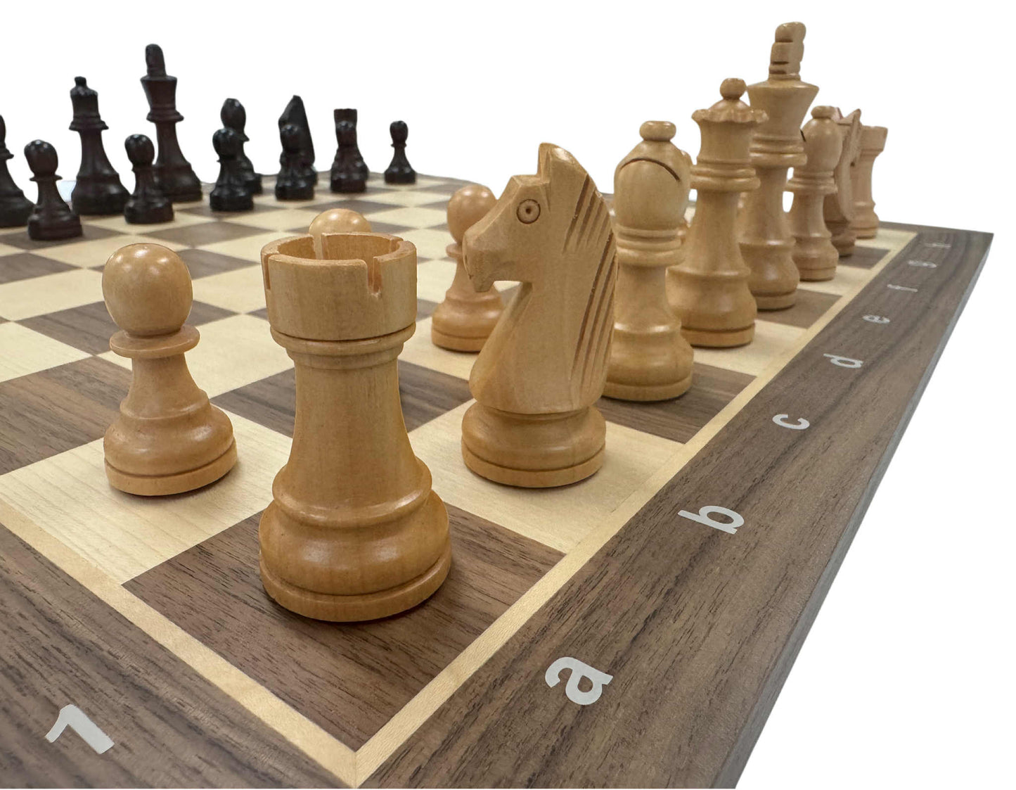 European Staunton Wood Chess Set with Walnut Board