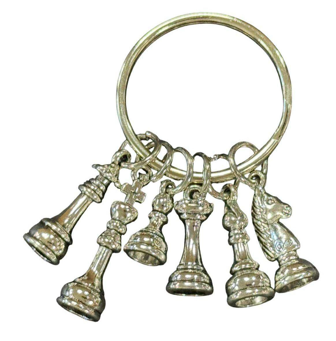 Chrome Chess Piece Collection Keychain