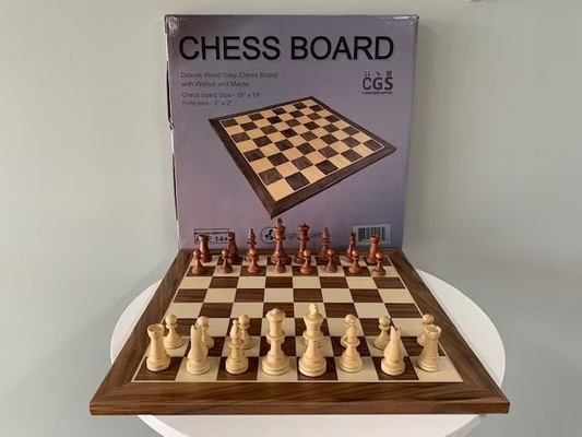 Walnut Chess Board, 19" with 2" Squares
