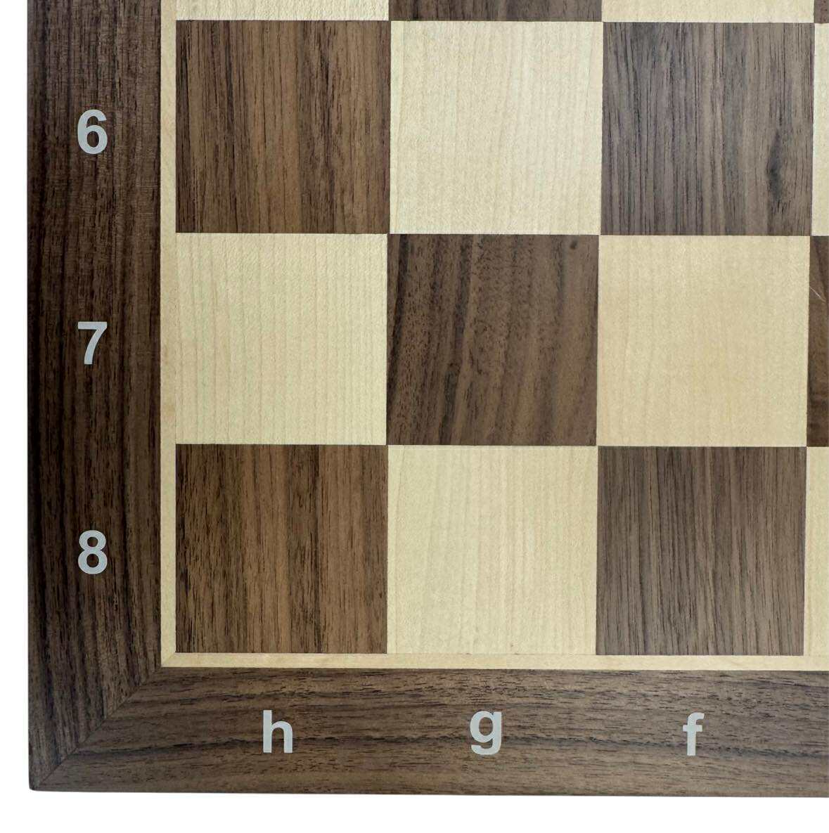 Dark Walnut w/ Notation Chess Board 20 1/2 x 20 1/2 Inches - 2 1/4 inch sq